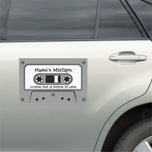 Grey Audio Cassette Tape Car Magnet (In Situ)