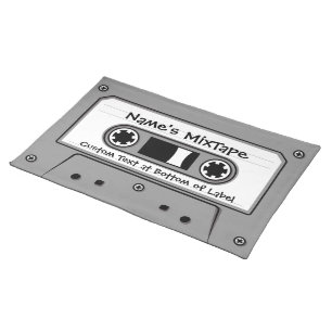 Grey Audio Cassette Tape Cloth Placemat
