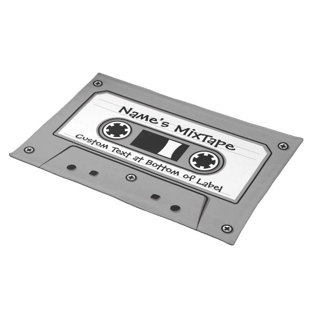 Grey Audio Cassette Tape Cloth Placemat (On Table)