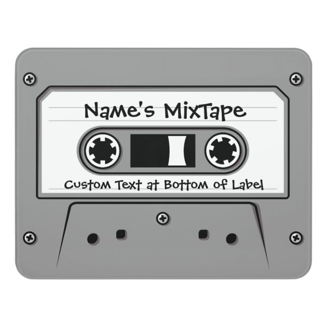 Grey Audio Cassette Tape Door Sign (Contemporary Front)