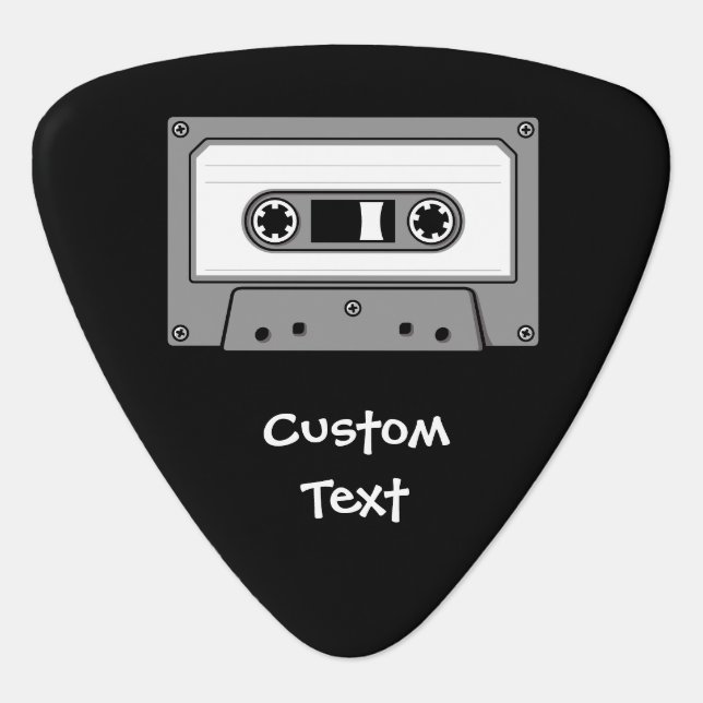 Grey Audio Cassette Tape Guitar Pick (Front)