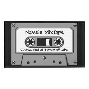Grey Audio Cassette Tape Name Tag