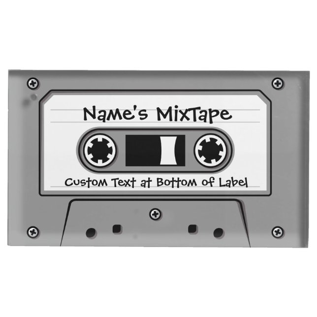 Grey Audio Cassette Tape Place Card Holder (Front)