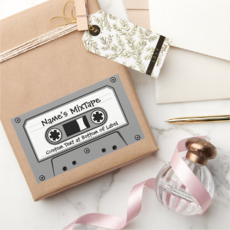 Grey Audio Cassette Tape Rectangular Sticker