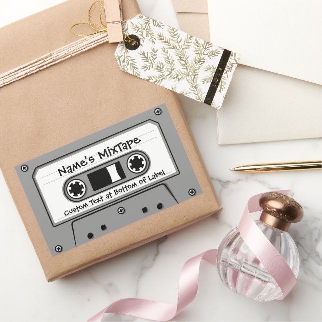 Grey Audio Cassette Tape Rectangular Sticker (Gifting)