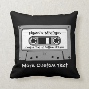 Grey Audio Cassette Tape Throw Pillow