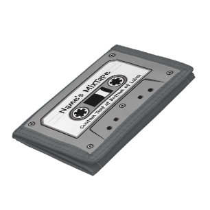 Grey Audio Cassette Tape Tri-fold Wallet