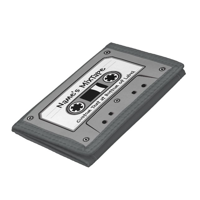 Grey Audio Cassette Tape Trifold Wallet (Bottom)