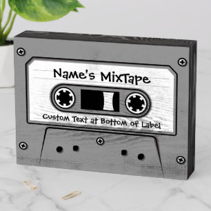 Grey Audio Cassette Tape Wooden Box Sign