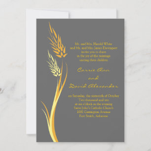 Grey Autumn Wheat Wedding Invitation