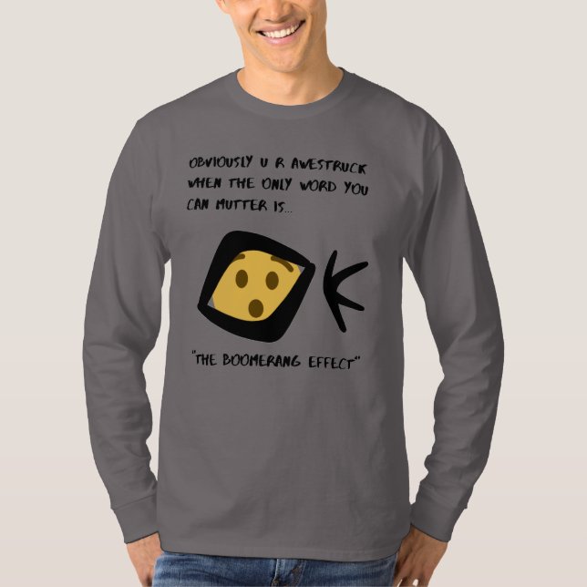 Grey 'Awestruck' Basic Long Sleeve  Boomeranged T-Shirt (Front)