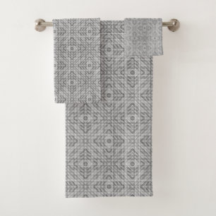 Grey aztec pattern bath towel set