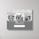 Grey Aztec Pattern | Family Photos &amp; Text Canvas Print