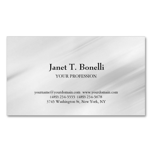 Grey Background Elegant Plain Simple Professional Business Card Magnet (Front)