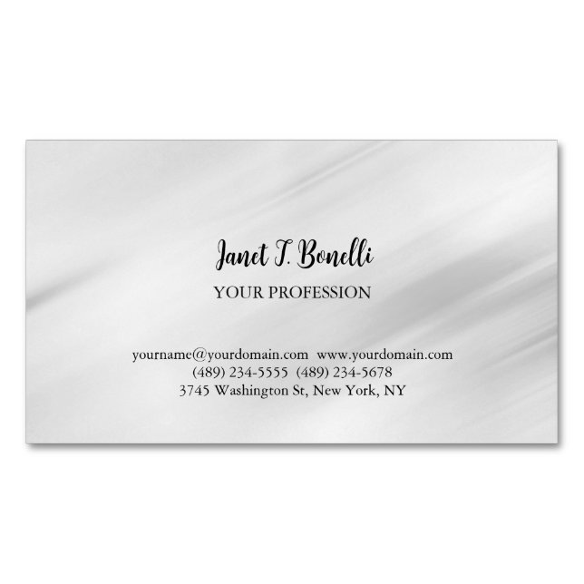 Grey Background Elegant Plain Simple Professional Business Card Magnet (Front)