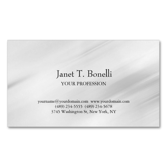 Grey Background Elegant Plain Simple Professional Business Card Magnet (Front)