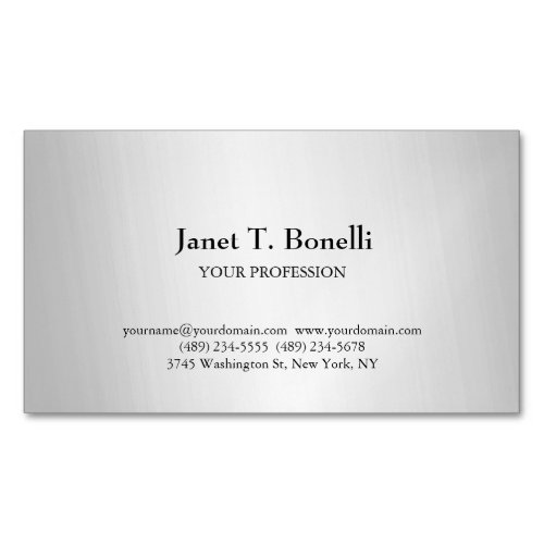 Grey Background Elegant Plain Simple Professional Business Card Magnet