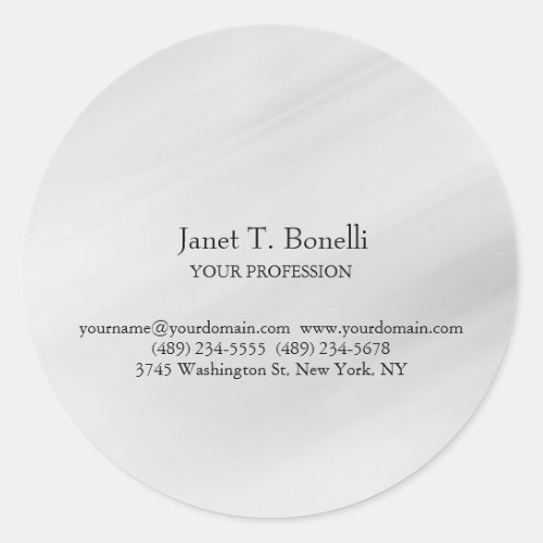 Grey Background Elegant Plain Simple Professional Classic Round Sticker