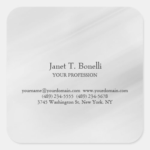 Grey Background Elegant Plain Simple Professional Square Sticker