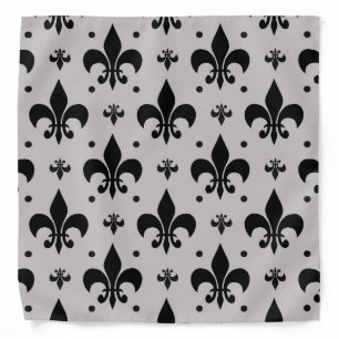 Grey Background Fleur-de-lis Pattern Design Bandana