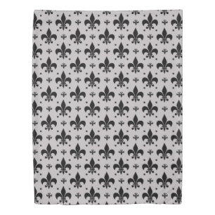 Grey Background Fleur-de-lis Pattern Design  Duvet Cover
