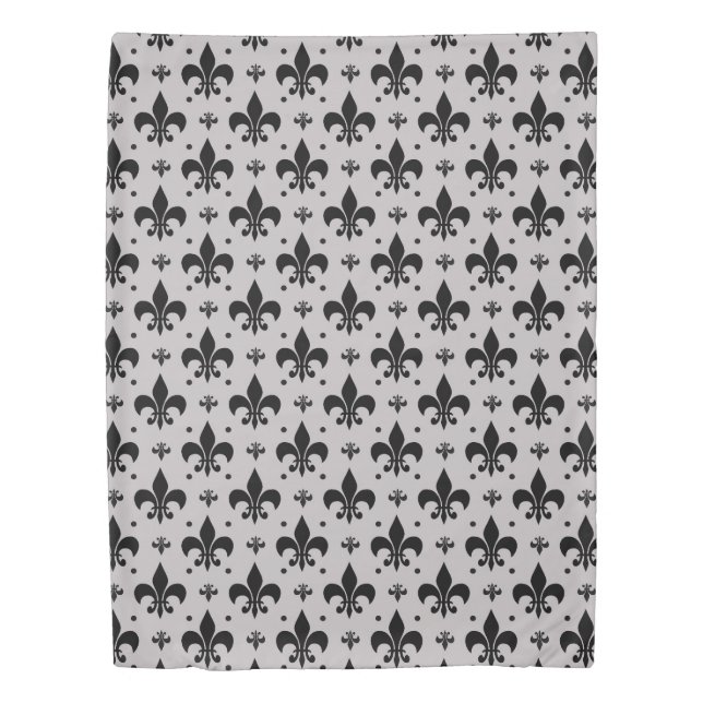 Grey Background Fleur-de-lis Pattern Design  Duvet Cover (Front)