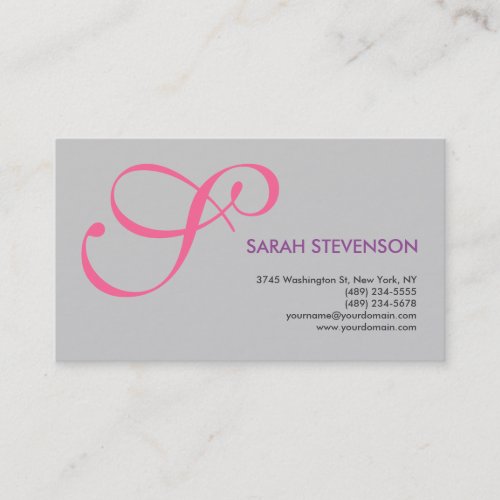 Grey Background Monogram Standard Business Card