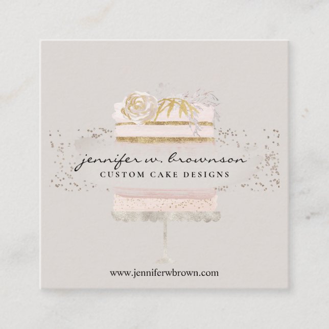 Grey baking video sales food blogging square business card (Front)