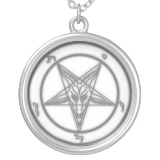 Grey  Baphomet Silver Plated Necklace