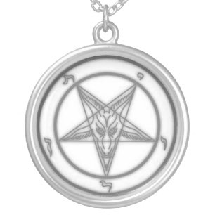 Grey  Baphomet Silver Plated Necklace
