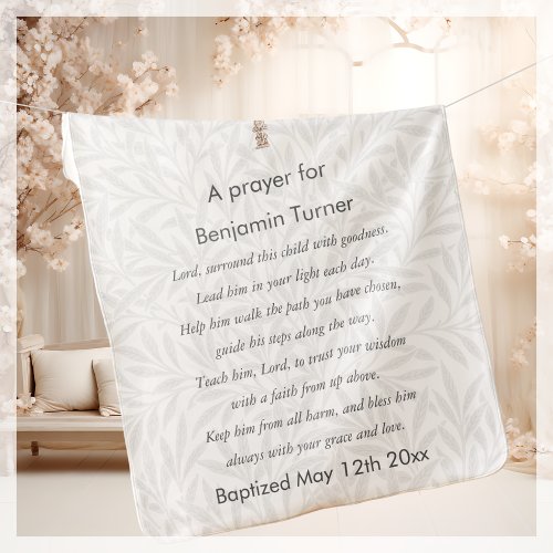 Grey Baptism Prayer Baby Blanket