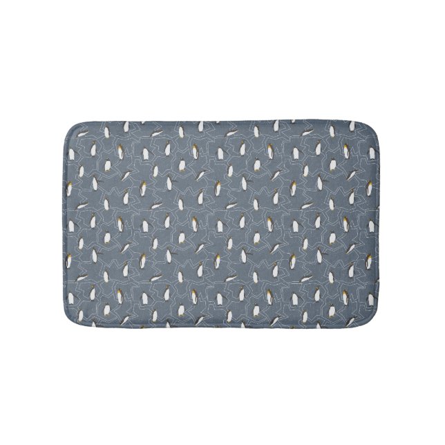 Grey Bath Mat with cute little Penguins (Front)