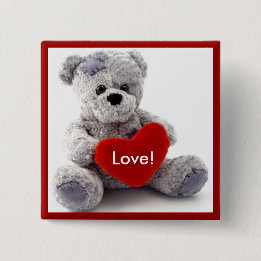 Grey Bear With Heart Button