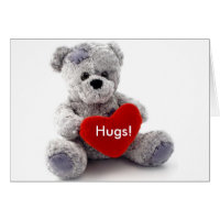Grey Bear With Heart Greeting Card