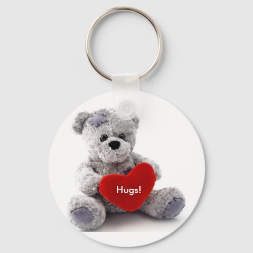 Grey Bear With Heart Keychain