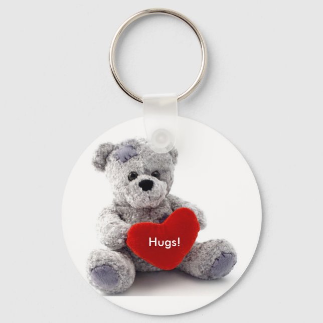 Grey Bear With Heart Keychain (Front)