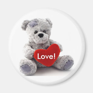 Grey Bear With Heart Magnet