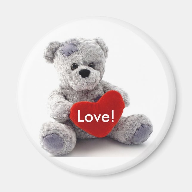 Grey Bear With Heart Magnet (Front)