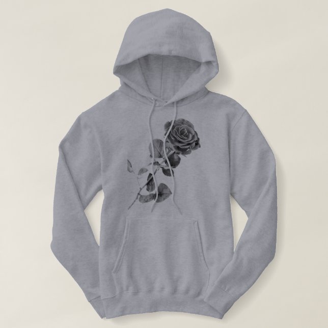 Grey Beautiful Rose Women Hoodie (Design Front)