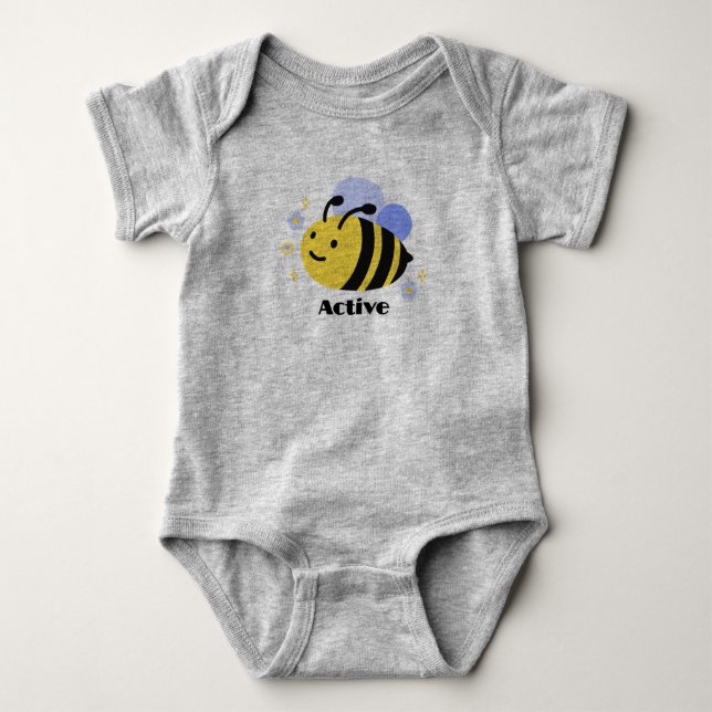 Grey Bee Baby bodysuit for boys and girls (Front)