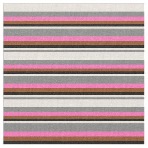 Grey, Beige, Black, Brown, and Hot Pink Pattern Fabric
