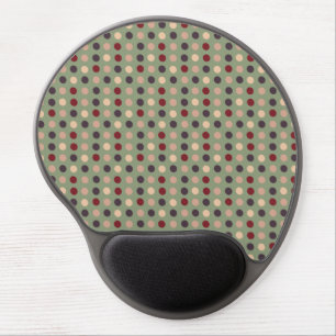grey beige burgundy dots on green gel mouse pad