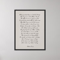Grey Beige Custom Poem Print on Canvas 