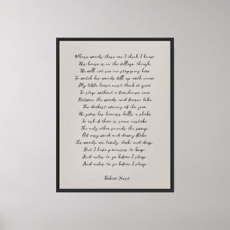 Grey Beige Custom Poem Print on Canvas 
