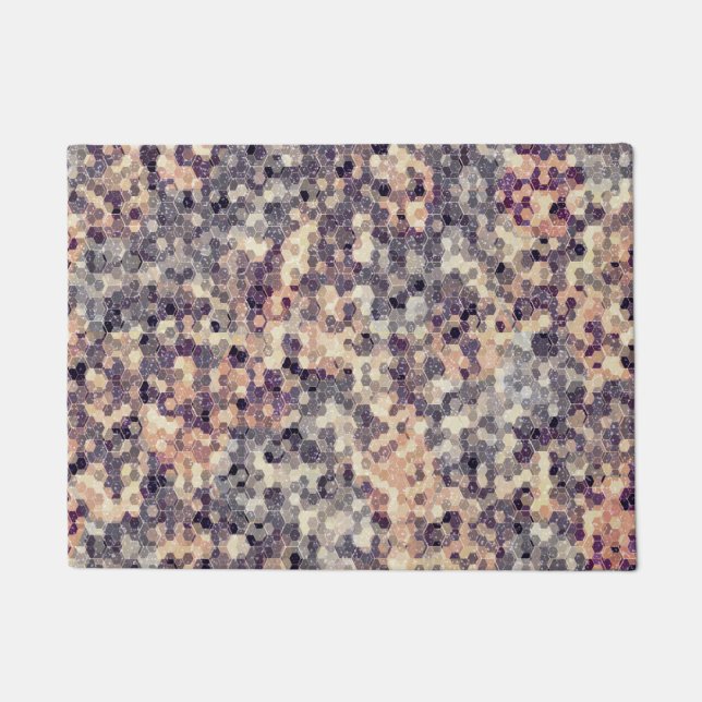 Grey, beige geometric  doormat (Front)