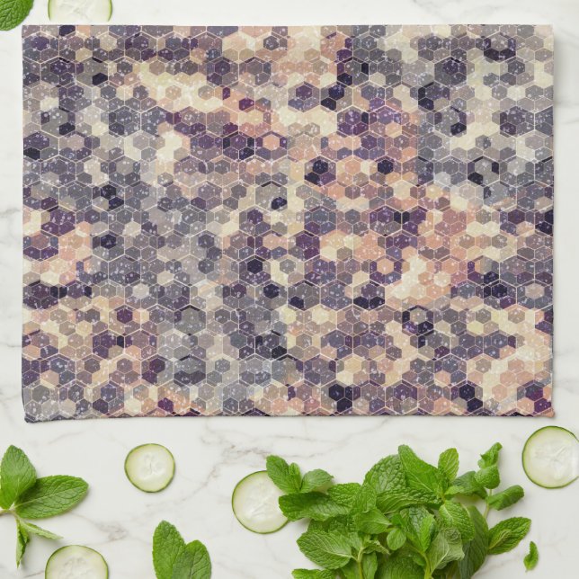 Grey, beige geometric   kitchen towel (Folded)