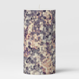Grey, beige geometric pillar candle