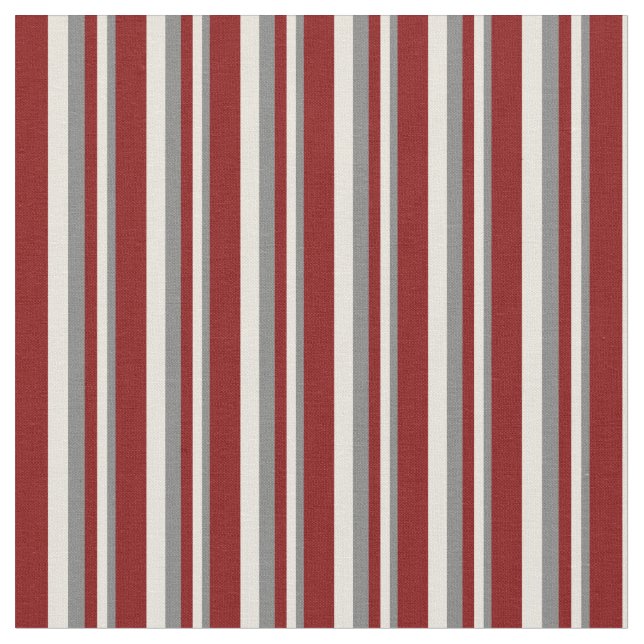 Grey, Beige & Maroon Stripes/Lines Pattern Fabric (Close Up)