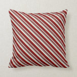 [ Thumbnail: Grey, Beige & Maroon Stripes/Lines Pattern Pillow ]