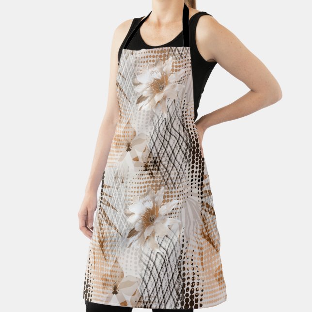 Grey, beige tropical pattern. apron (Insitu)
